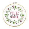Kit Bordado Ponto Livre Feliz Natal 0010 - Círculo