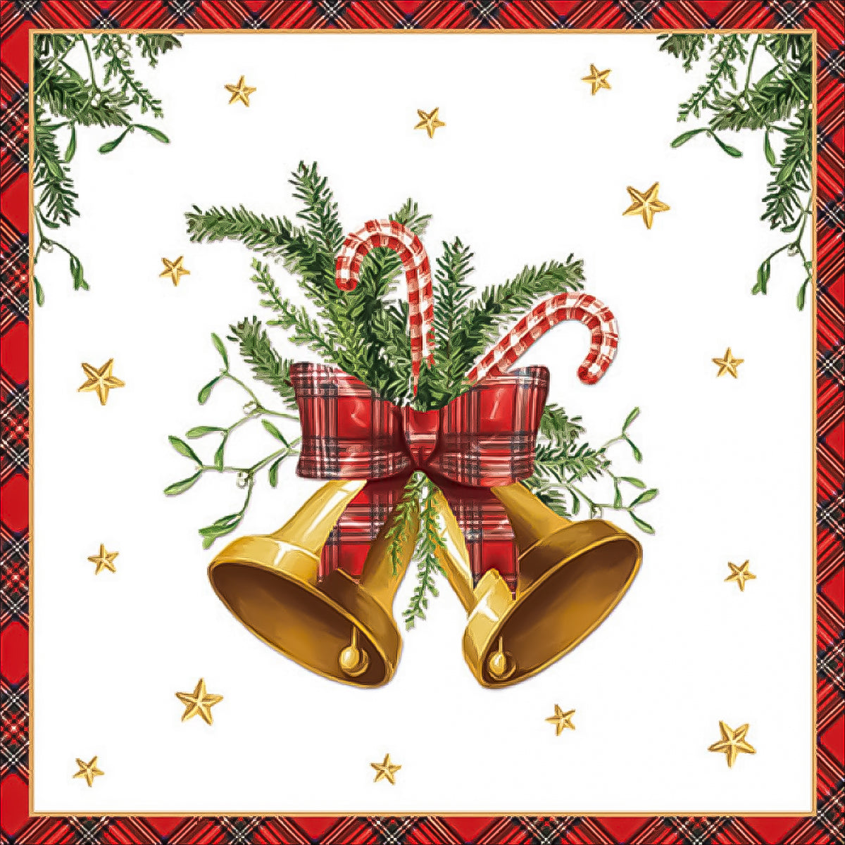 Guardanapo para Decoupage Ambiente 33x33cm com 20 Unidades - Sinos Natalinos