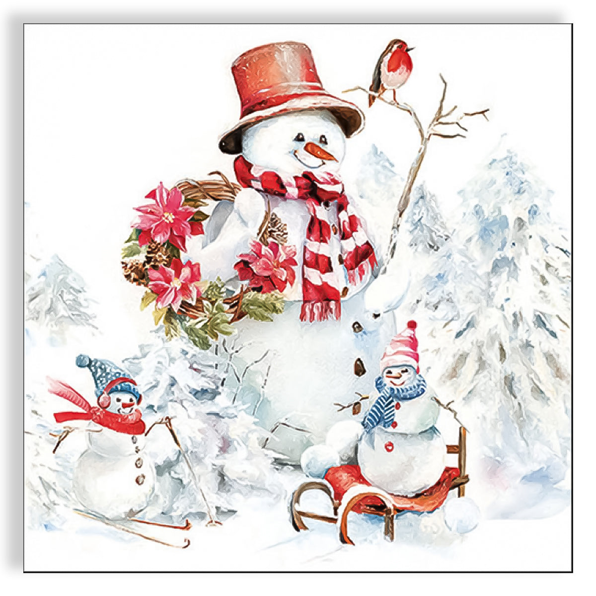 Guardanapo para Decoupage Ambiente 33x33cm com 20 Unidades - Bonecos de Neve