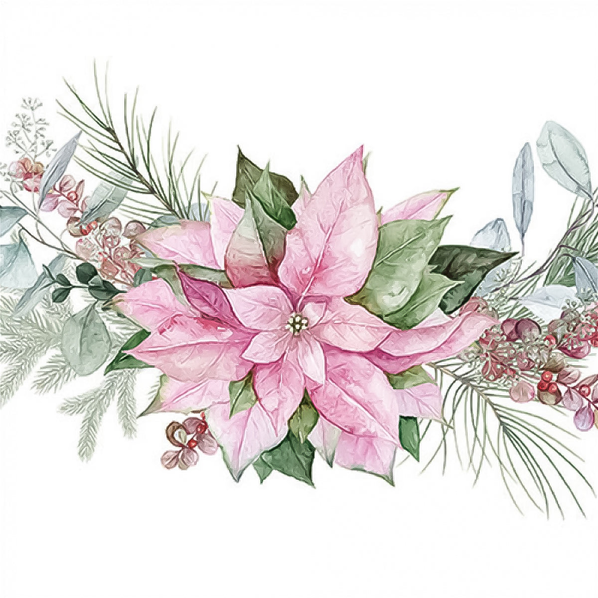 Guardanapo para Decoupage Ambiente 33x33 Flores & Poinsétia com 2 Unidades