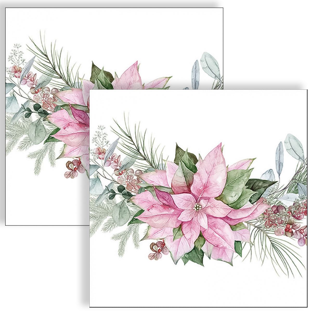 Guardanapo para Decoupage Ambiente 33x33cm com 20 Unidades - Flores e Poinsétias