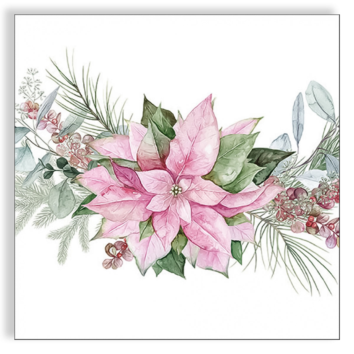 Guardanapo para Decoupage Ambiente 33x33cm com 20 Unidades - Flores e Poinsétias