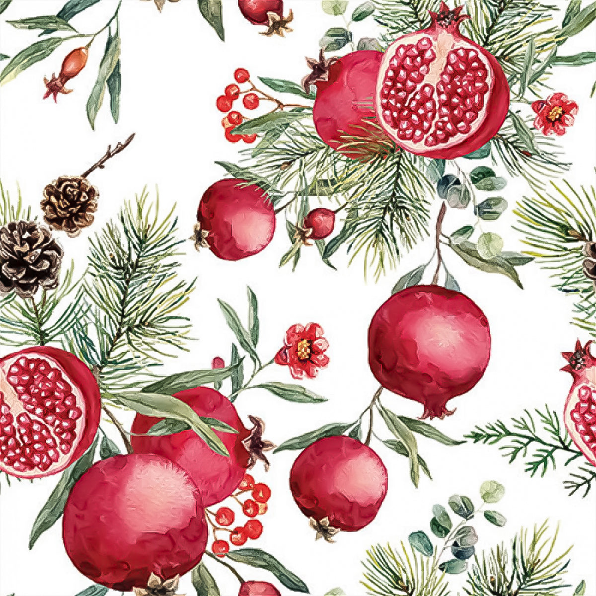 Guardanapo para Decoupage Ambiente 33x33cm com 2 Unidades - Pinhas e Romã