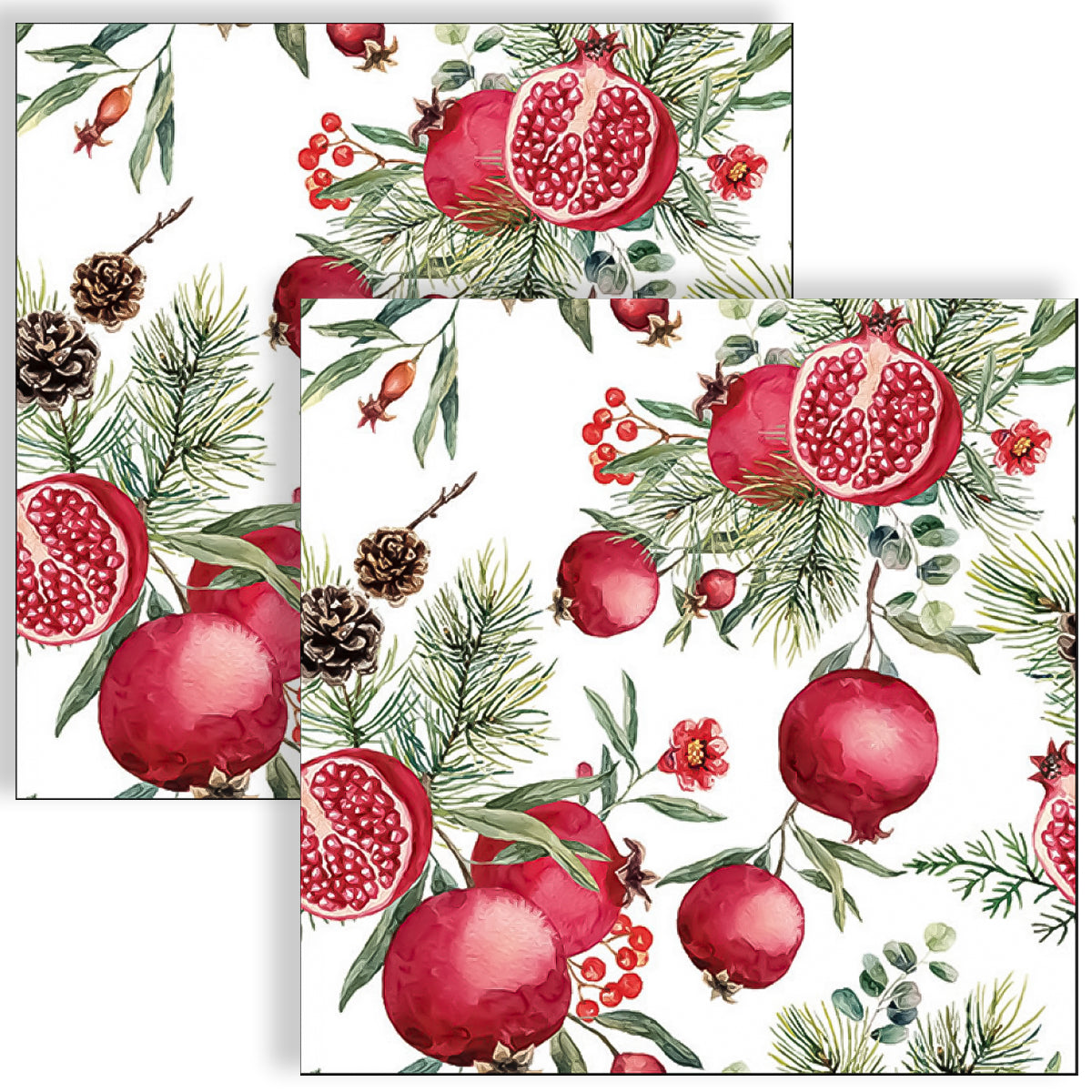 Guardanapo para Decoupage Ambiente 33x33cm com 2 Unidades - Pinhas e Romã