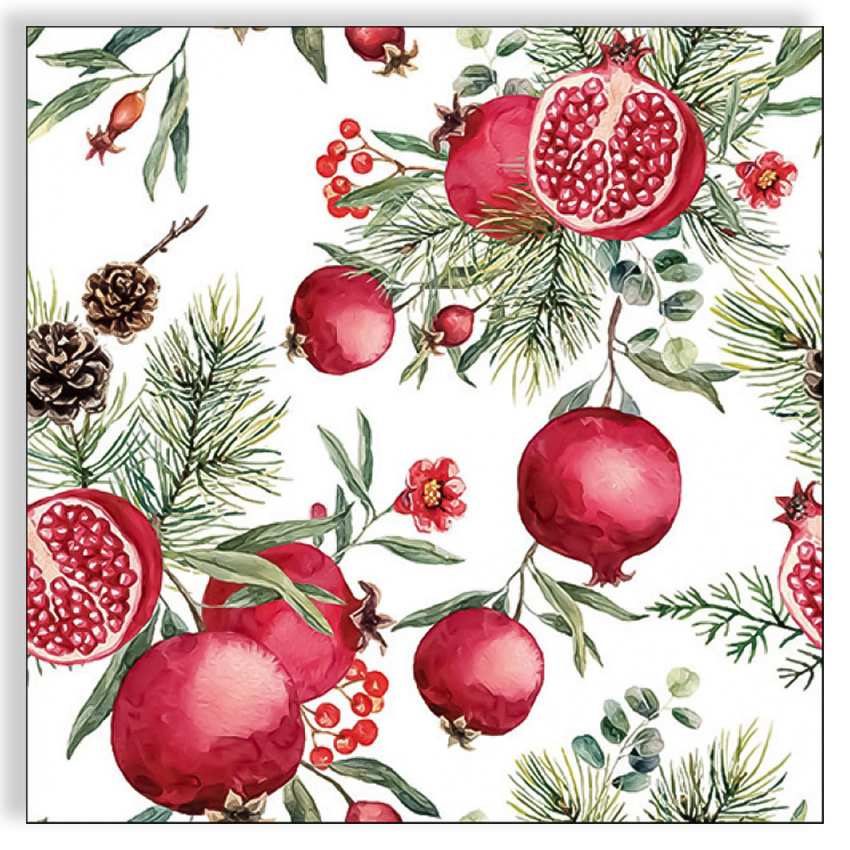 Guardanapo para Decoupage Ambiente 33x33cm com 2 Unidades - Pinhas e Romã