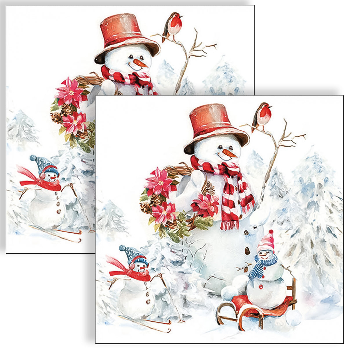 Guardanapo para Decoupage Ambiente 33x33cm com 2 Unidades - Bonecos de Neve