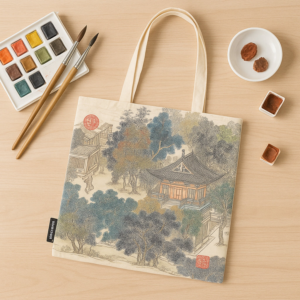 Bolsa Canvas Bag Paperblanks Golden Age Of Prosperity 38x38cm em Algodão com Bolso Interno