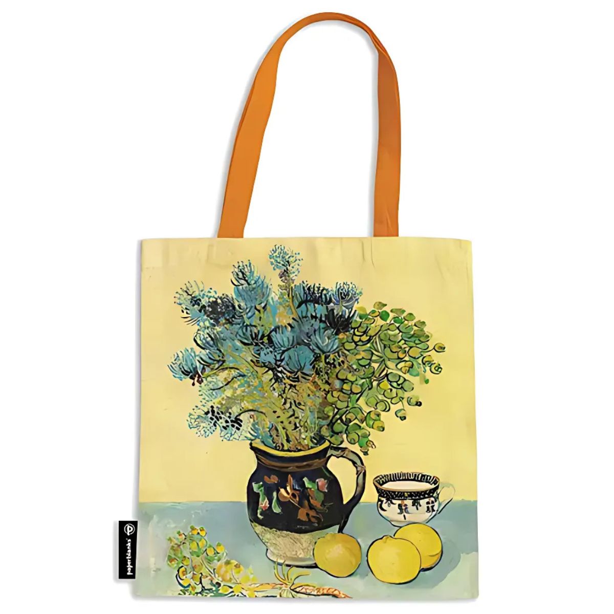 Bolsa Canvas Bag Paperblanks Van Gogh?s Still Life 38x38cm em Algodão com Bolso Interno