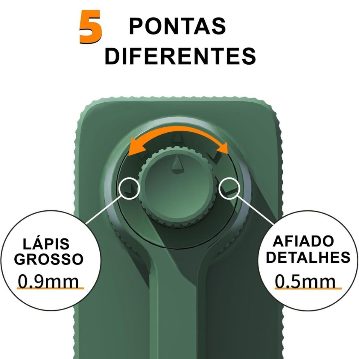 Apontador de Mesa Sinoart Manual Verde com 5 Níveis de Afiação