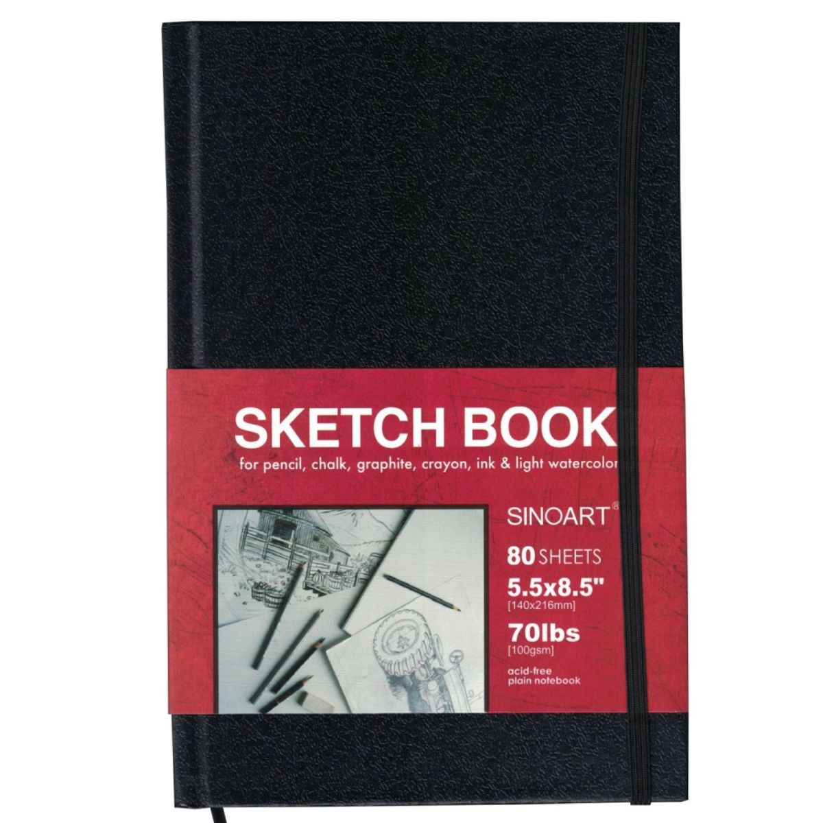 Bloco de Desenho Sketch Book Sinoart A5 140x216mm 100g/m² 80 Folhas
