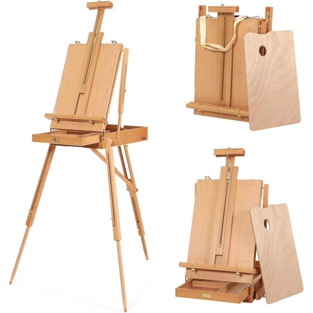 Cavalete para Pintura Sinoart Sketch Box Easel Estilo Francês com Gaveta e Paleta