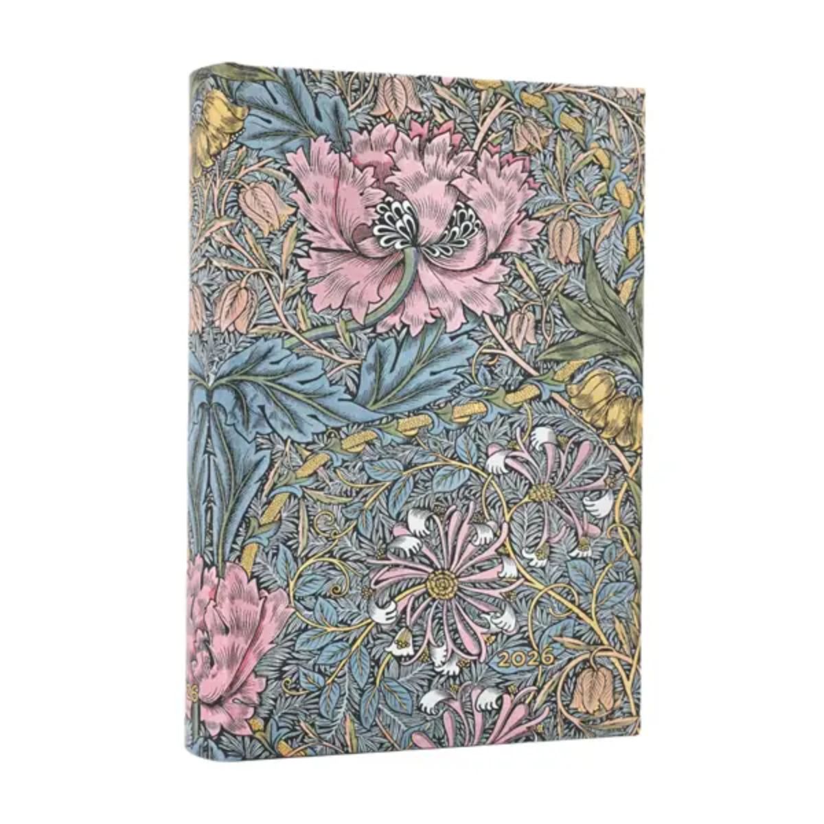 Agenda 2026 Paperblanks Mini 14x10cm Capa Dura Rosa Morris Pink Honeysuckle 80g/m²