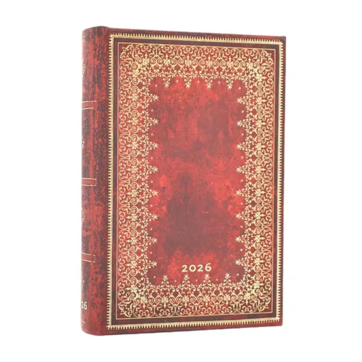 Agenda 2026 Paperblanks Mini 14x10cm Capa Dura Vermelha Foiled 80g/m²