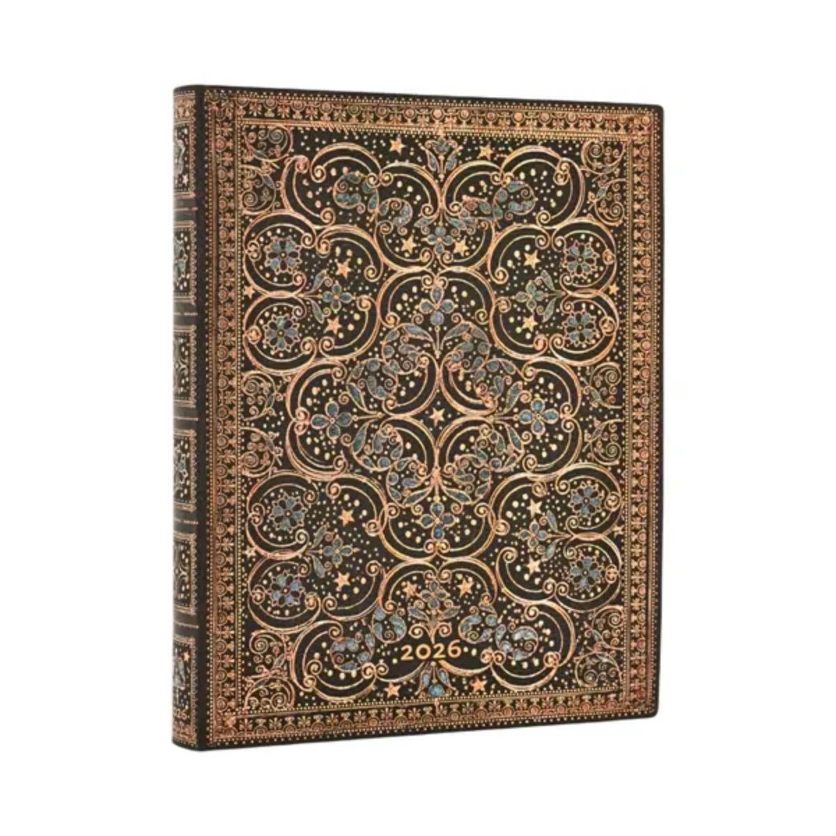 Agenda 2026 Paperblanks Ultra 23x18cm Capa Mole Preta Flexis Restoration 80g/m²