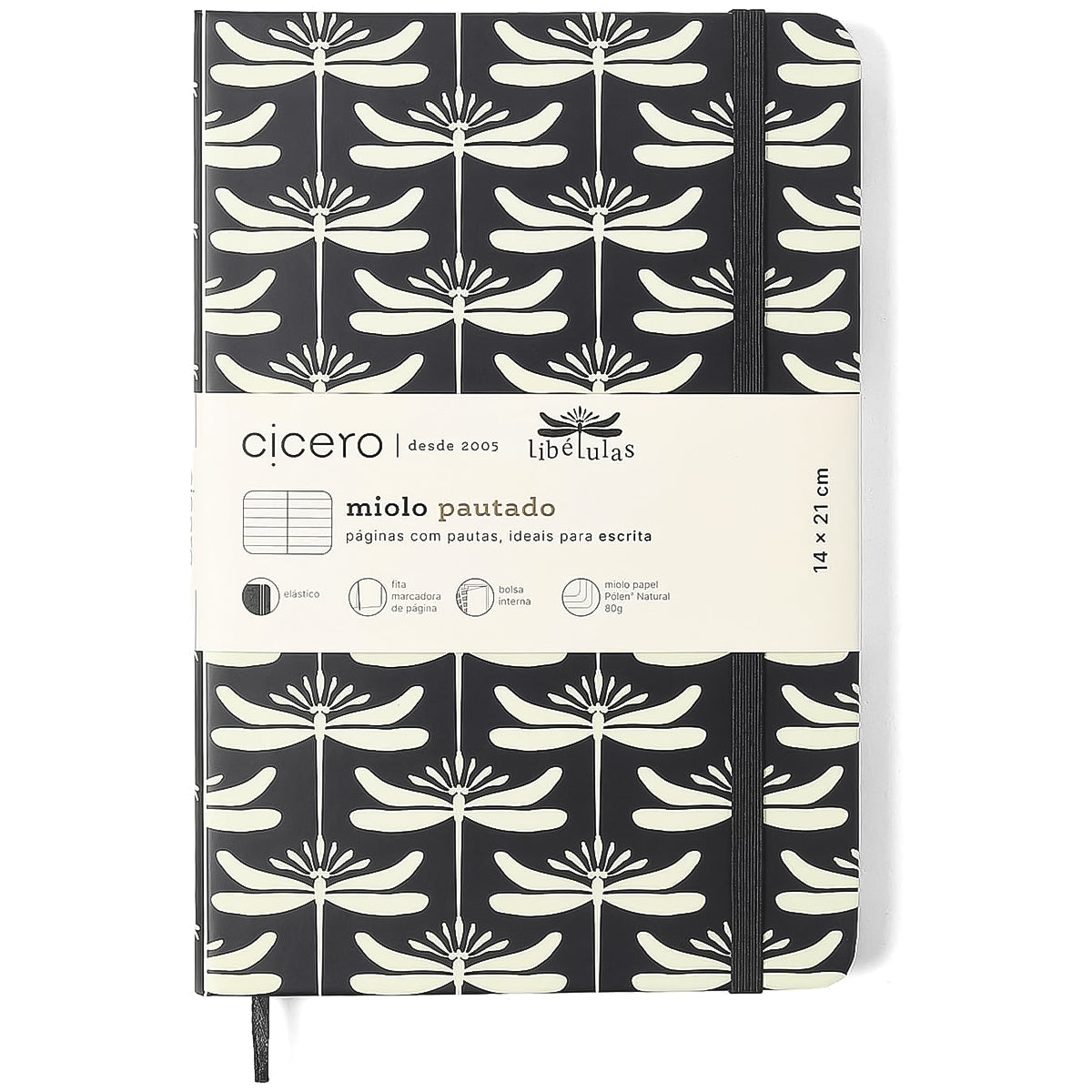 Caderneta Cicero Pautado 80g/m² 14x21cm 160 Páginas Libélulas
