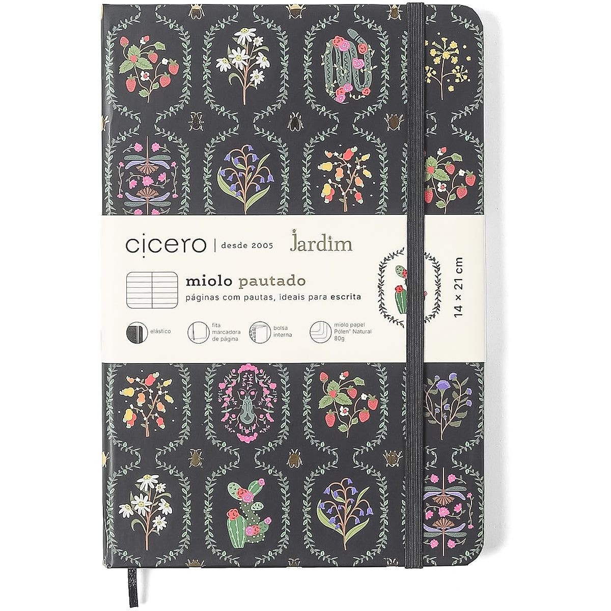 Caderneta Cicero Pautado 80g/m² 14x21cm 160 Páginas Jardim