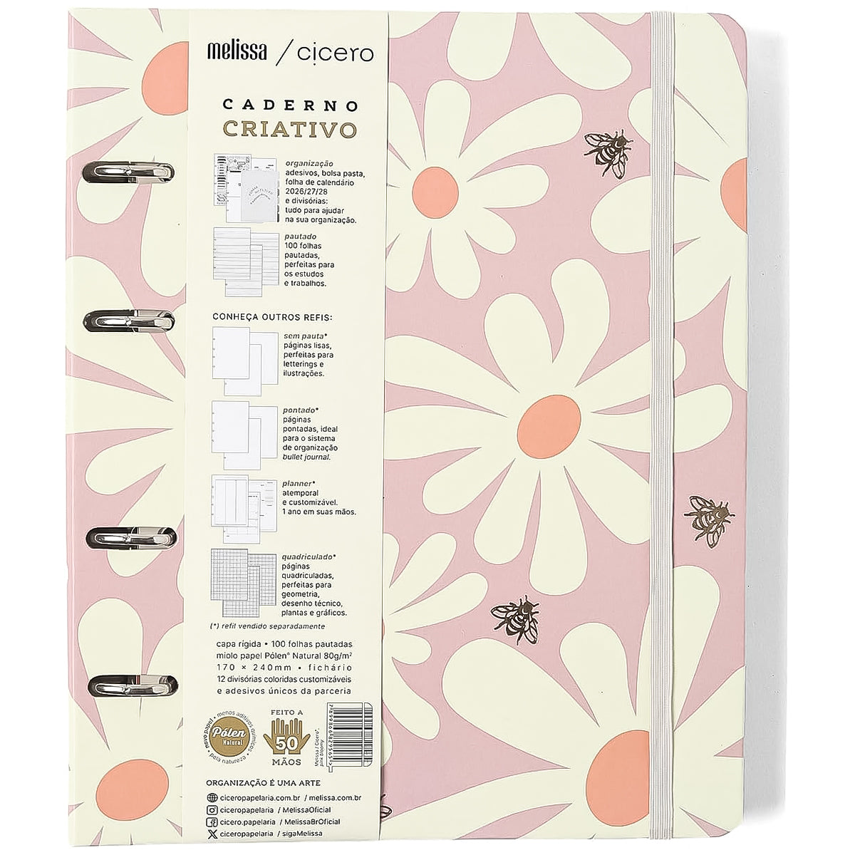 Caderno Criativo Cicero Argolado 170x240mm 100 Folhas Pautada Melissa 