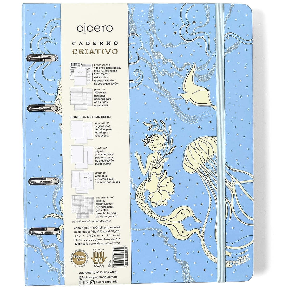 Caderno Criativo Cicero Argolado 170x240mm 100 Folhas Pautada Origens 