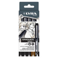 Estojo Caneta Lyra Manga Pen Graduate com 5 Unidades Preto e Sépia