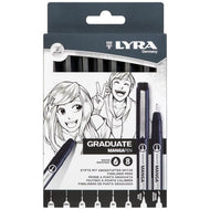 Estojo Caneta Lyra Manga Pen Graduate com 8 Unidades - Preto