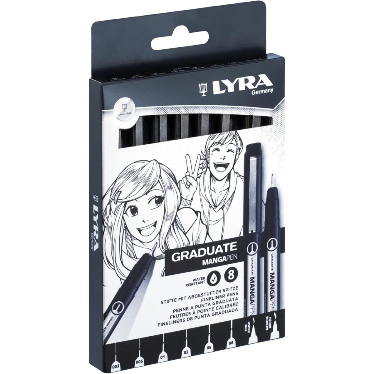 Estojo Caneta Lyra Manga Pen Graduate com 8 Unidades - Preto