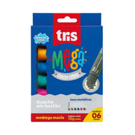 Estojo Guache Bastão Mega 10g com 6 Unidades Metálicas - Tris