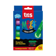 Estojo Guache Bastão Mega 10g com 6 Unidades Neon - Tris