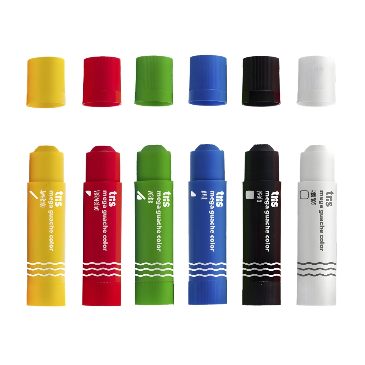 Estojo Guache Bastão Mega 10g com 6 Unidades Vibrantes - Tris