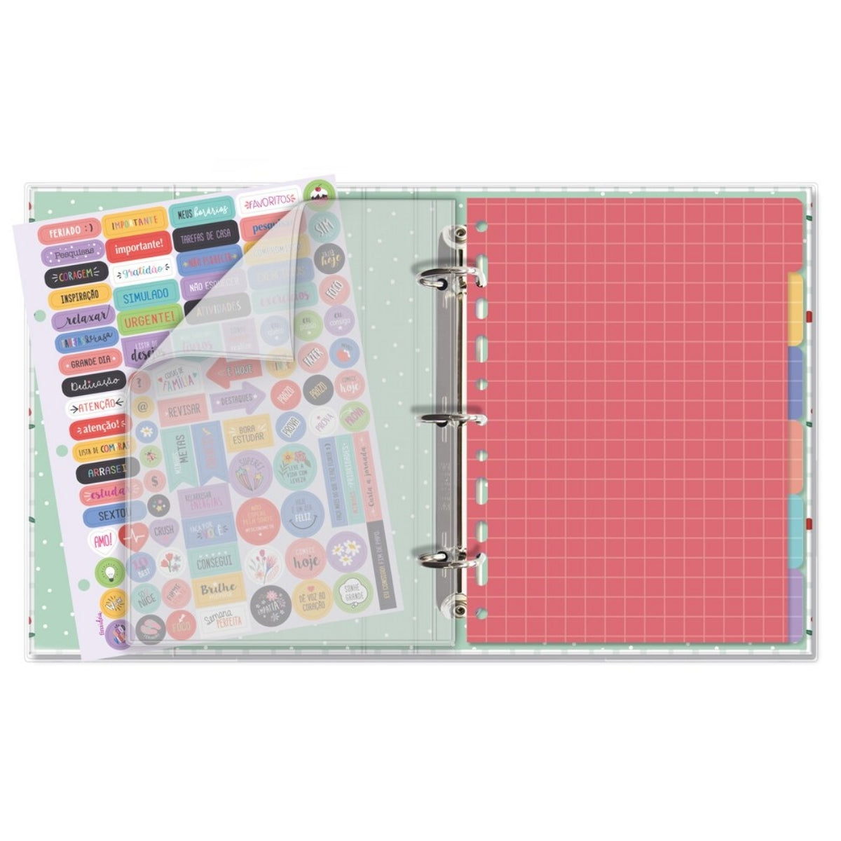 Caderno Argolado Pautado 90g/m² 16,5x23,2cm com 80 Folhas Cereja - Fina Ideia