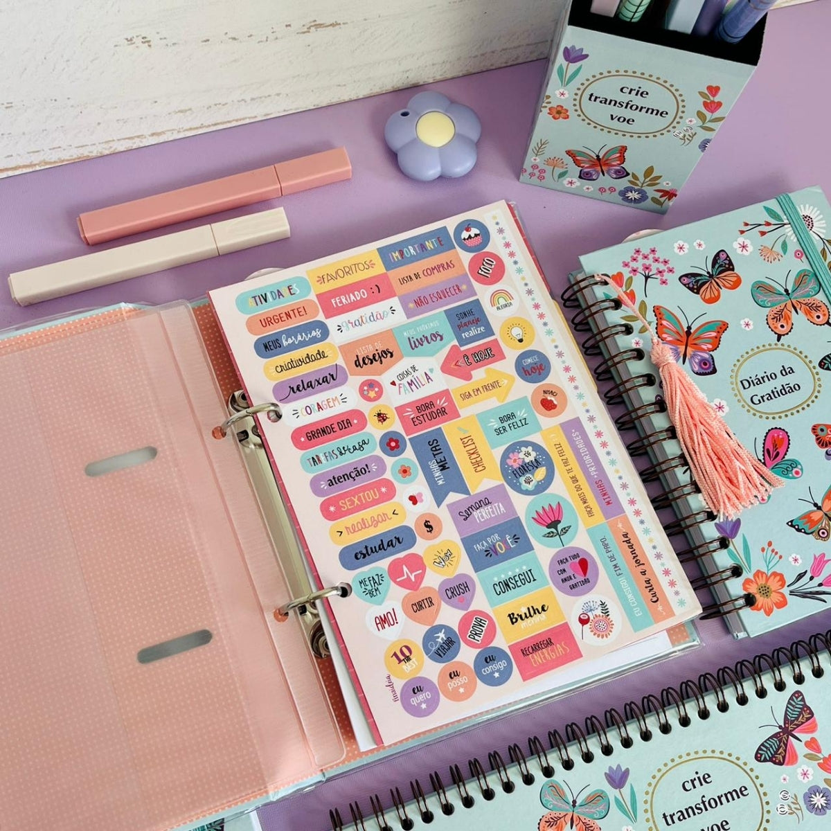 Caderno Argolado P Pautado 90g/m² 13,5x20,5cm com 80 Folhas Borboletas no Jardim - Fina Ideia