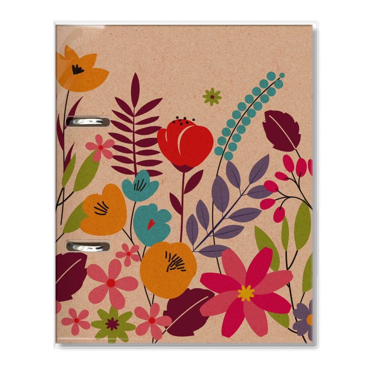 Caderno Argolado P Pautado 90g/m² 13,5x20,5cm com 80 Folhas Floral Kraft - Fina Ideia