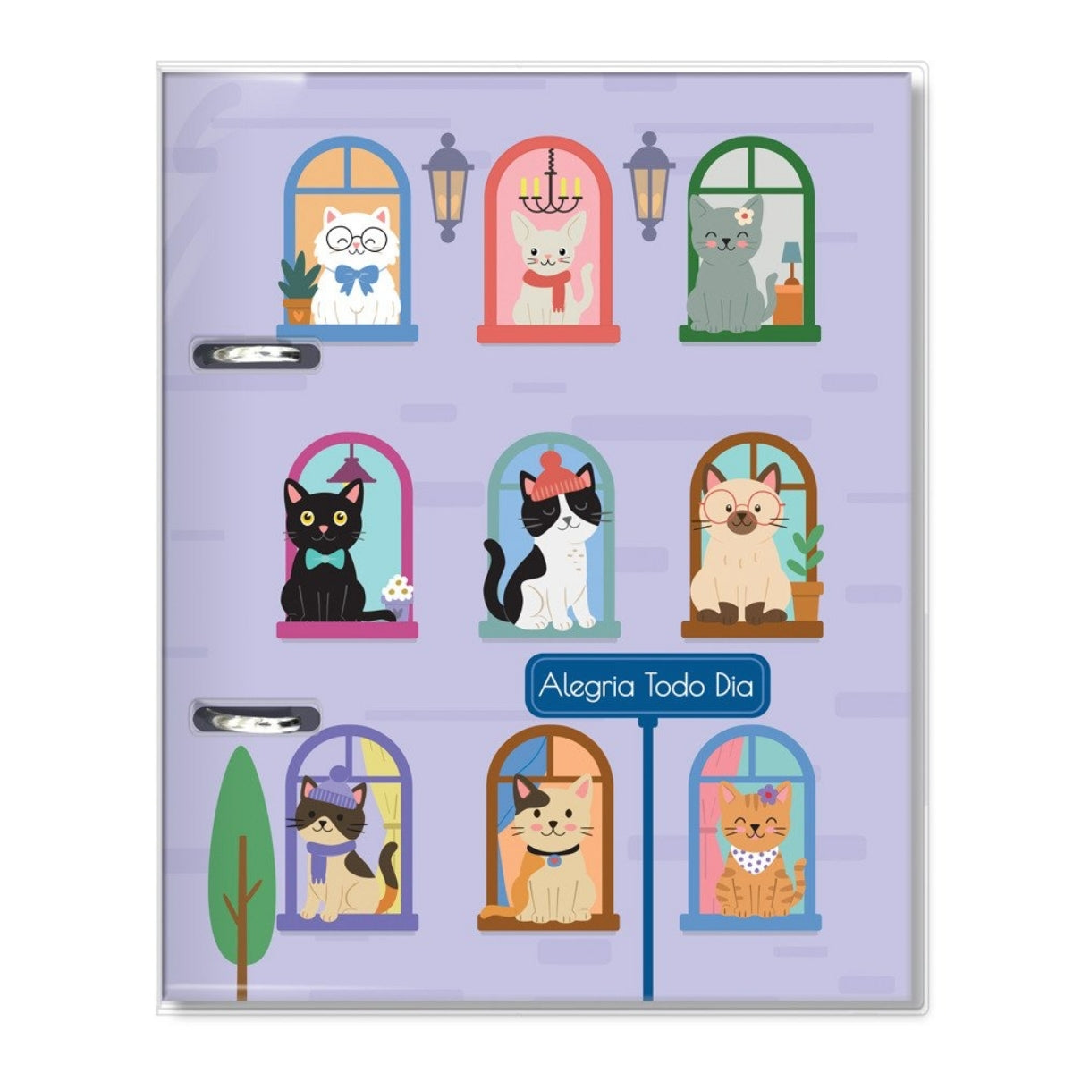 Caderno Argolado P Pautado 90g/m² 13,5x20,5cm com 80 Folhas Gato na Janela - Fina Ideia
