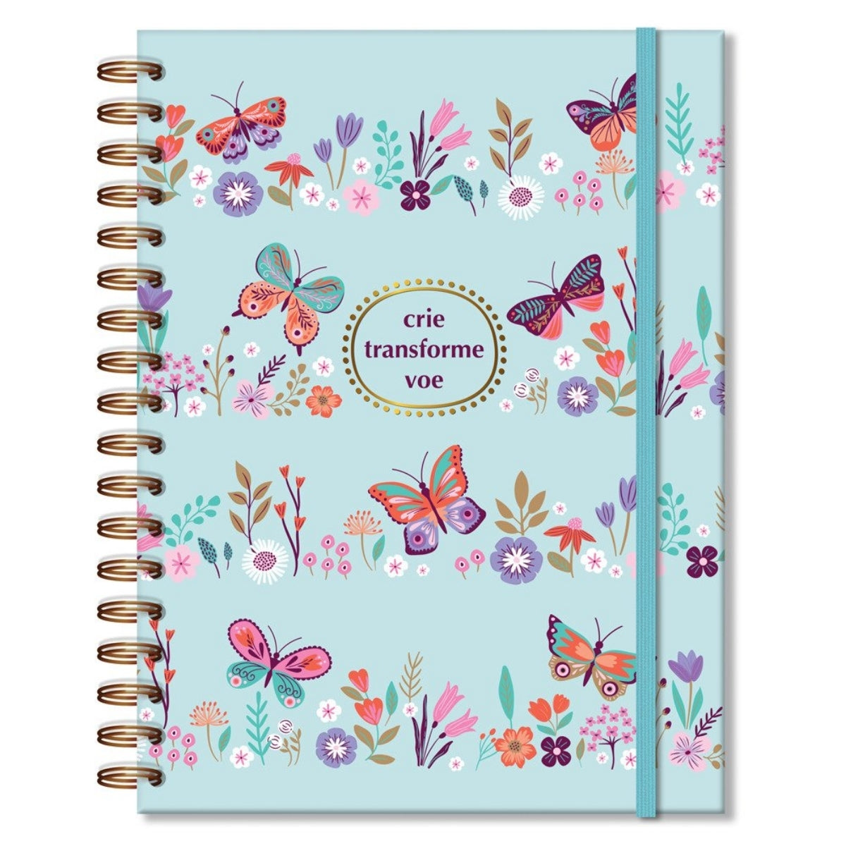 Caderno Colegial Folhas Removíveis 90g/m² 16,5x23,2cm com 80 Folhas Borboletas no Jardim - Fina Ideia