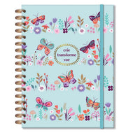 Caderno Colegial Folhas Removíveis 90g/m² 16,5x23,2cm com 80 Folhas Borboletas no Jardim - Fina Ideia