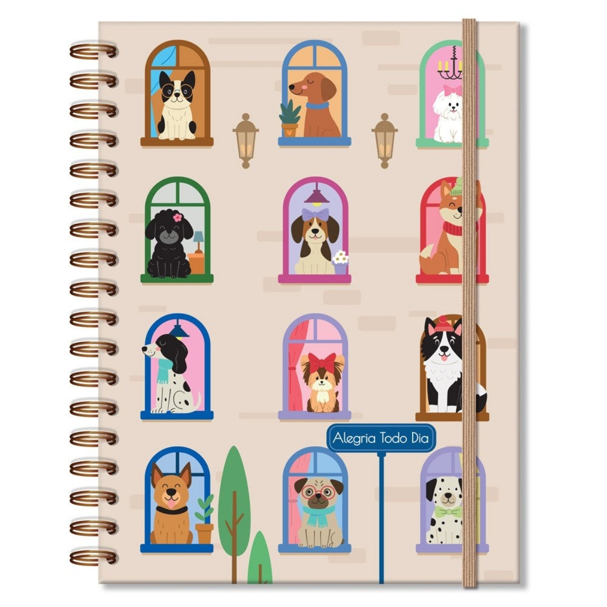 Caderno Colegial Folhas Removíveis 90g/m² 16,5x23,2cm com 80 Folhas Cachorro na Janela - Fina Ideia