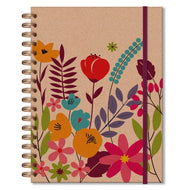 Caderno Colegial Folhas Removíveis 90g/m² 16,5x23,2cm com 80 Folhas Floral Kraft - Fina Ideia