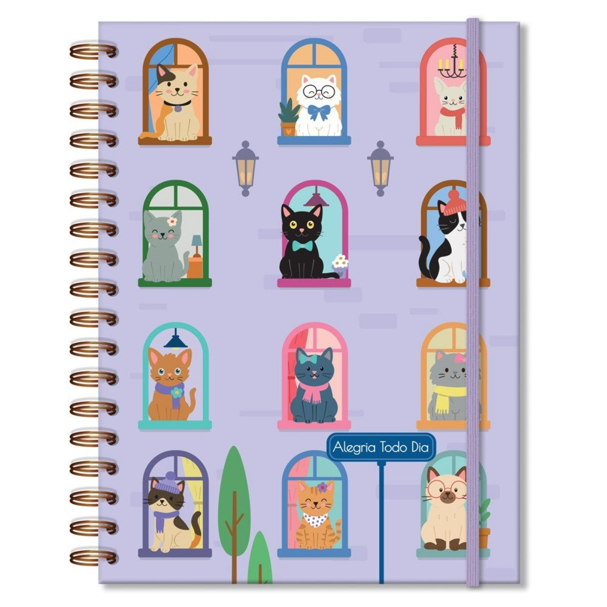 Caderno Colegial Folhas Removíveis 90g/m² 16,5x23,2cm com 80 Folhas Gato na Janela - Fina Ideia