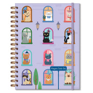 Caderno Colegial Folhas Removíveis 90g/m² 16,5x23,2cm com 80 Folhas Gato na Janela - Fina Ideia