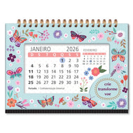 Calendário Mesa 2026 11x16cm Borboletas no Jardim - Fina Ideia