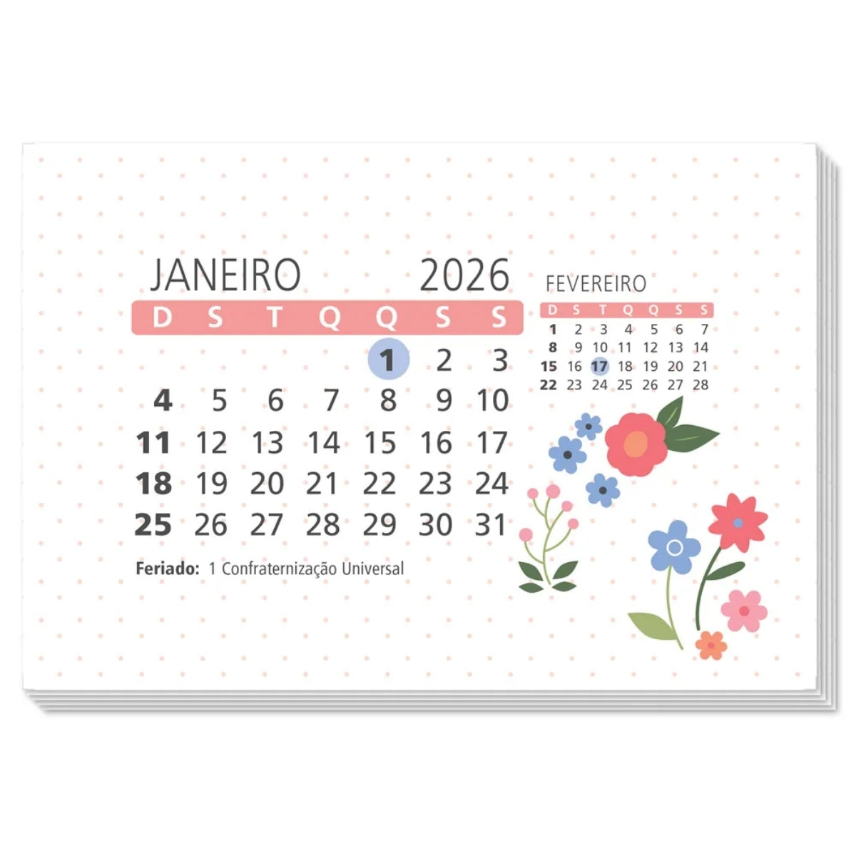 Calendário Mesa 2026 11x16cm Cereja - Fina Ideia