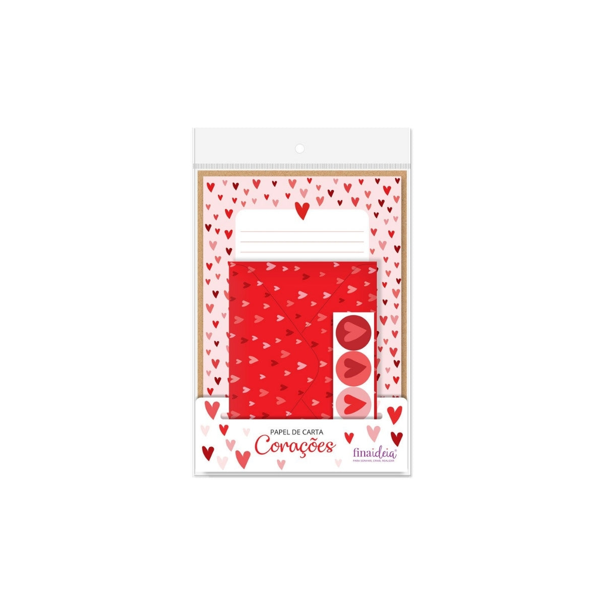 Kit Papel Carta com 4 Unidades Corações - Fina Ideia