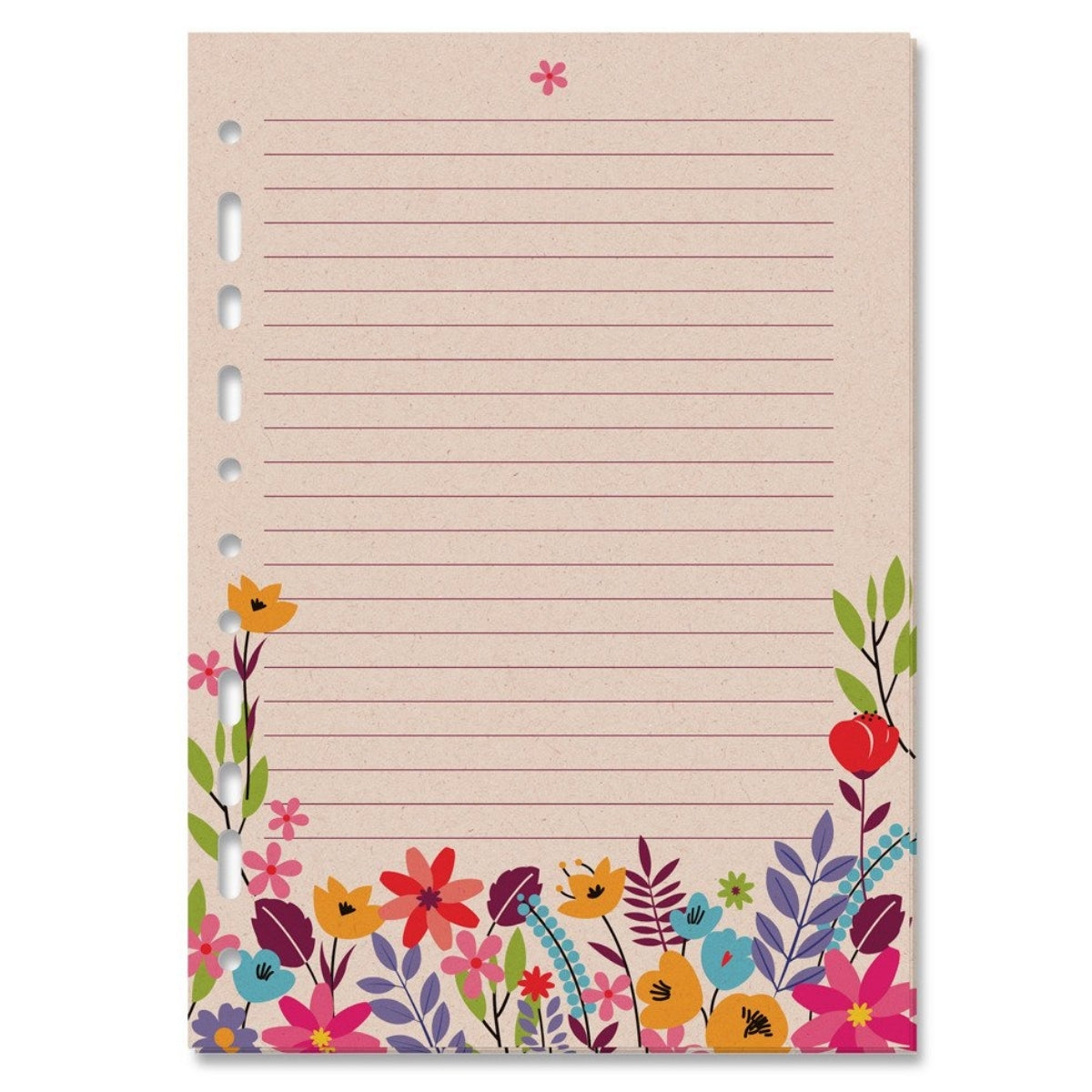 Refil Decorado 90g/m² 16,2x23cm com 30 Folhas Floral Kraft - Fina Ideia