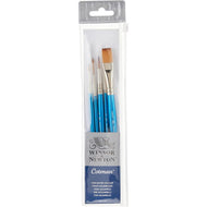 Kit com 5 Pincéis Winsor & Newton para Aquarela Cotman Cabo Curto Cerda Sintética Azul