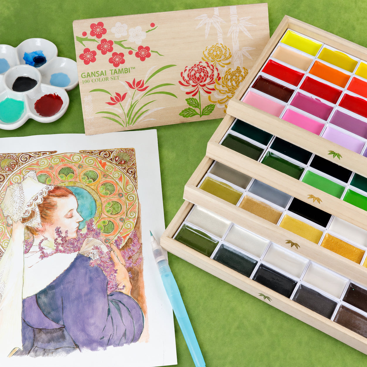 Estojo Aquarela Gansai Tambi 100 Cores Edição Limitada - Kuretake
