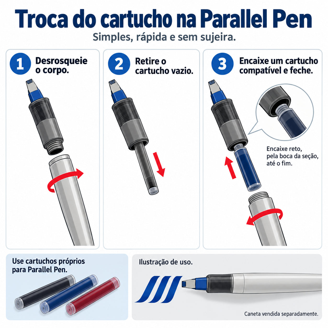 Cartuchos de Tinta Mixable Colour Ic-p3-ast para Parallel Pen com 12 Cores - Pilot