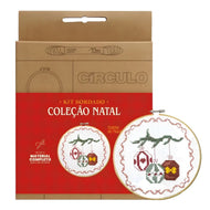 Kit Bordado Ponto Livre Enfeite Natalino 0030 - Círculo