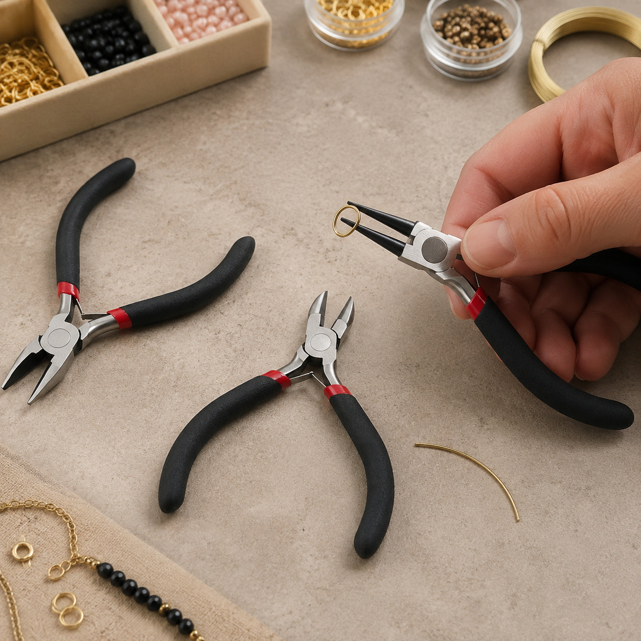 Kit de Alicates com 3 Peças para Bijuterias Costura Criativa e Artesanato - Círculo