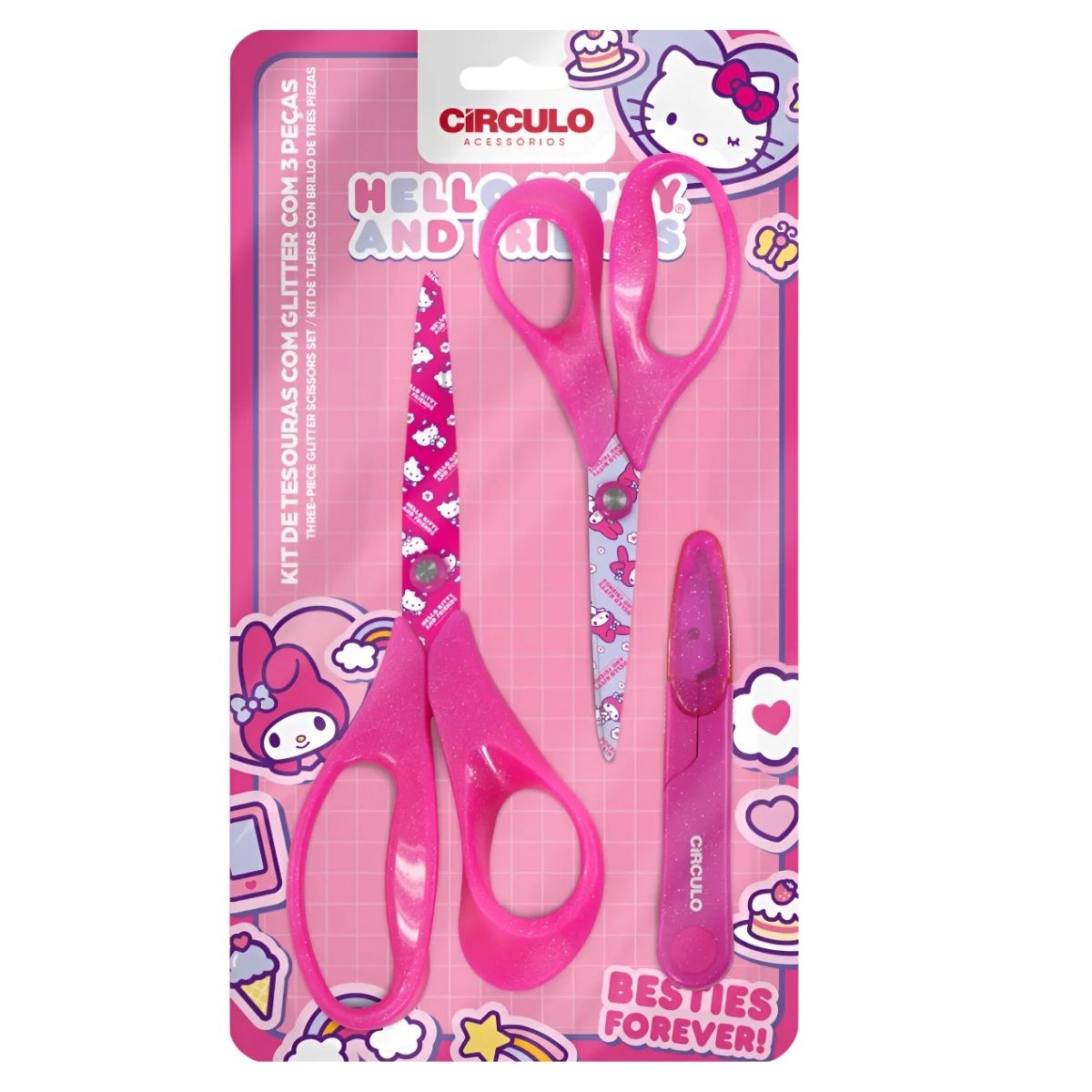 Kit Tesouras Hello Kitty 3 Peças 0010 - Círculo