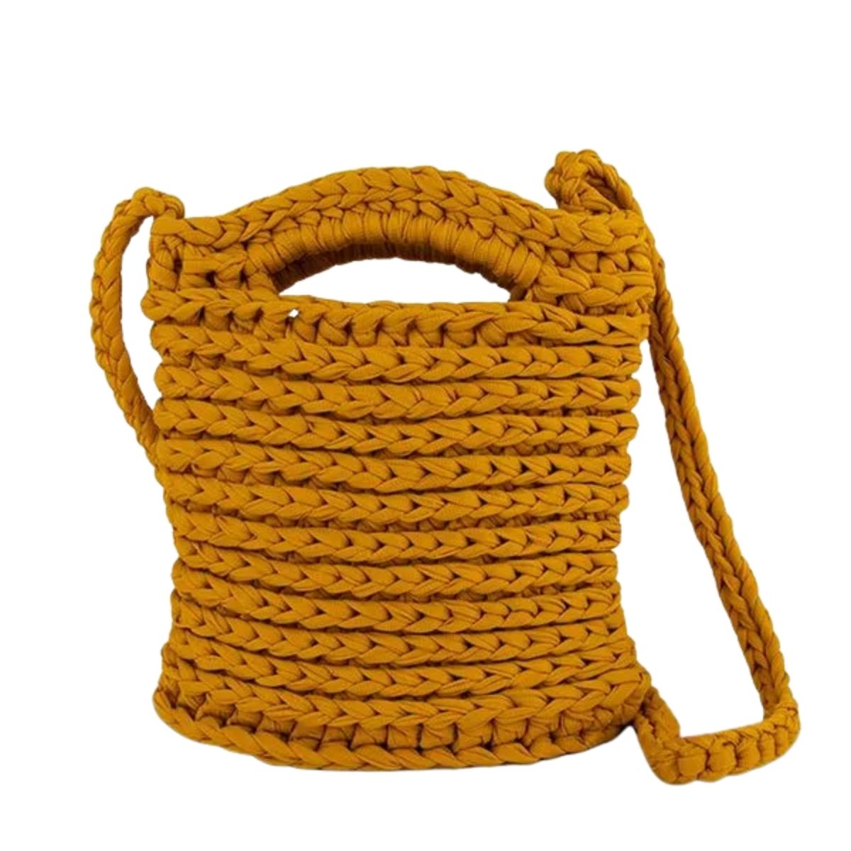 Kit Minha Primeira Bolsa Fio de Malha Premium com Agulha e Receita Cor Curry 0001 - Círculo