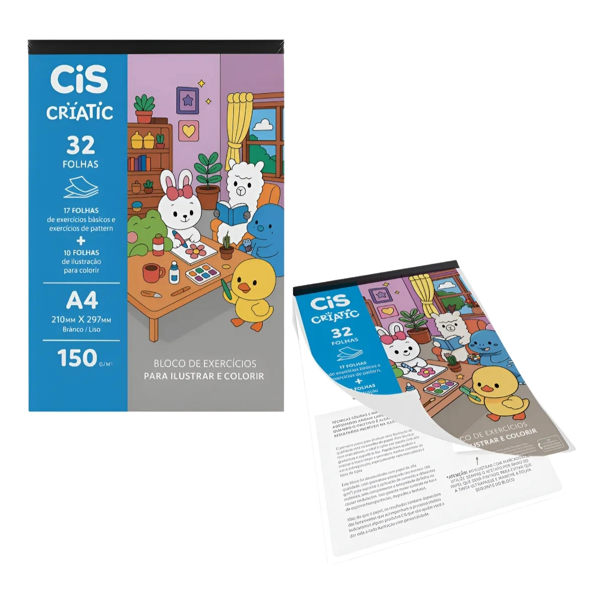 Bloco de Exercicios Criatic para Ilustrar e Colorir 150g A4 210x297mm com 32 Folhas - Cis